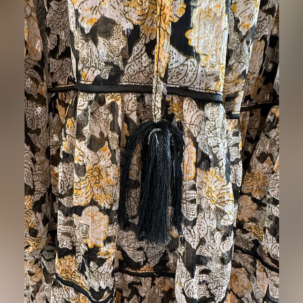 Free People Floral Mini Dress in Tan and Black - Picture 9 of 16
